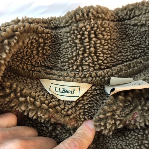 Women’s LL Bean SZ L Regular Winter Faux Sherpa Micro Faux Soft Suede Style Coat - Picture 9 of 15